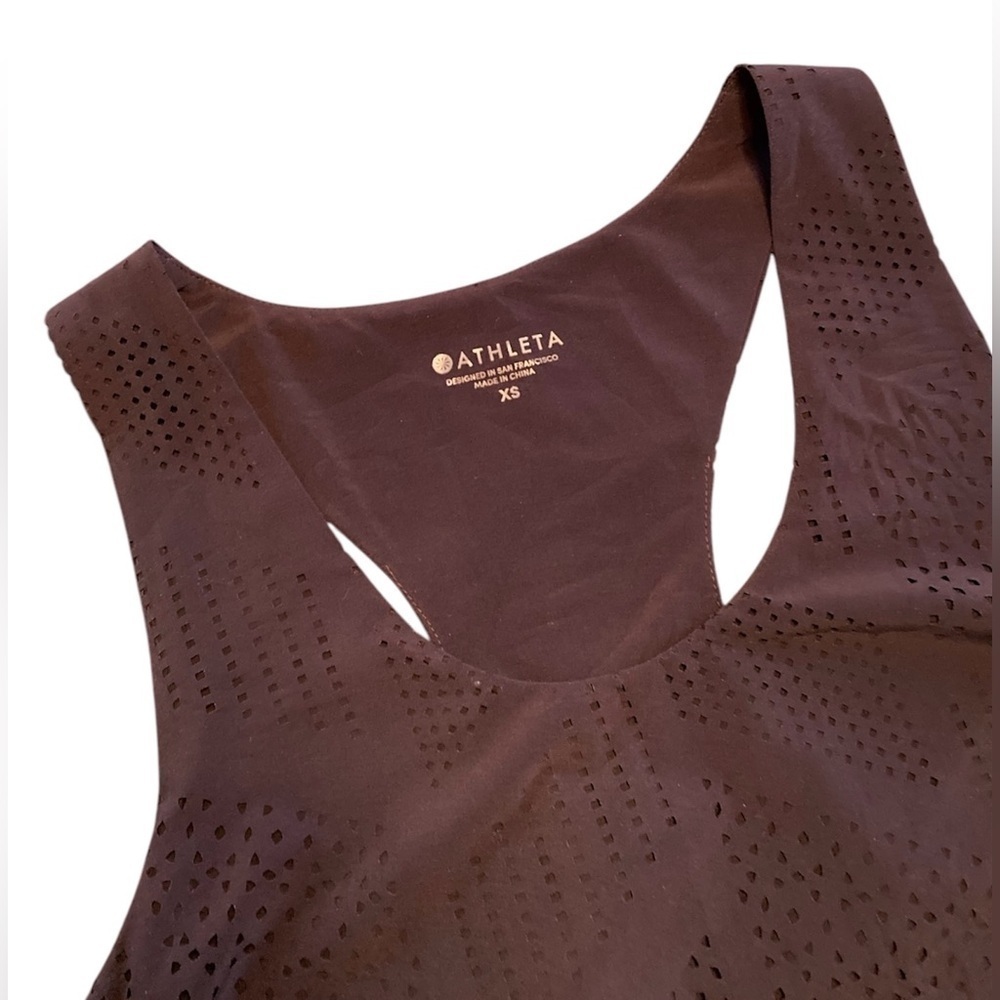Athleta Laser Cut Perforated Racerback Dress Black Espresso Brown XS Activewear - Picture 4 of 7